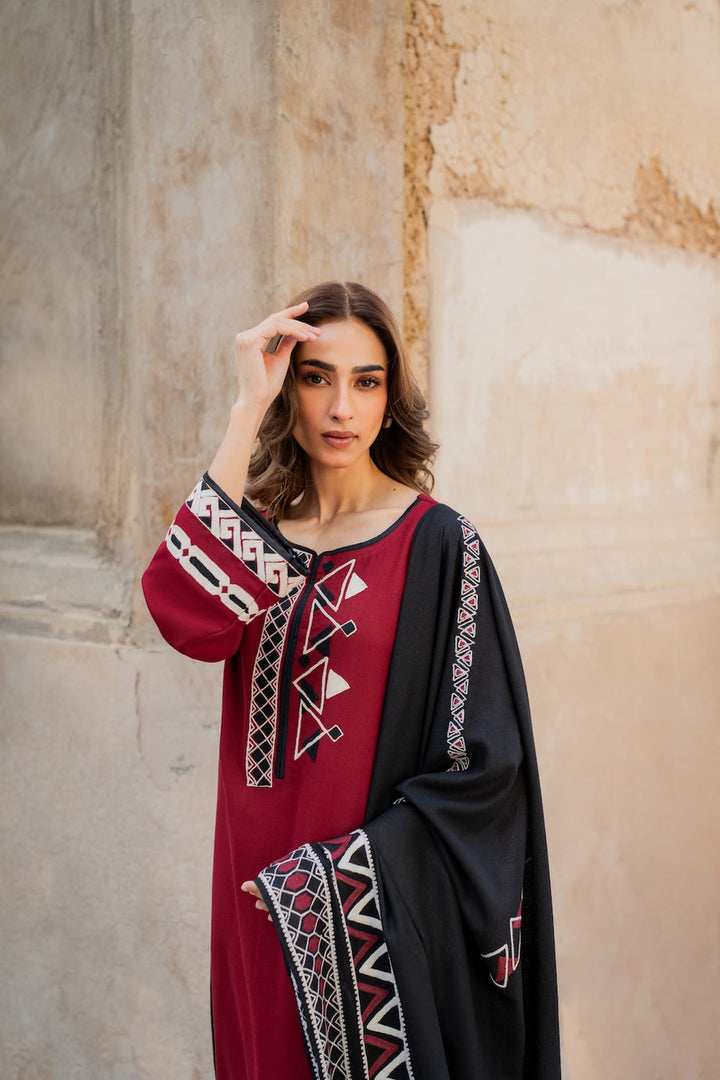 Charizma Dhanak 3 pc Embroidery with Printed Shawl