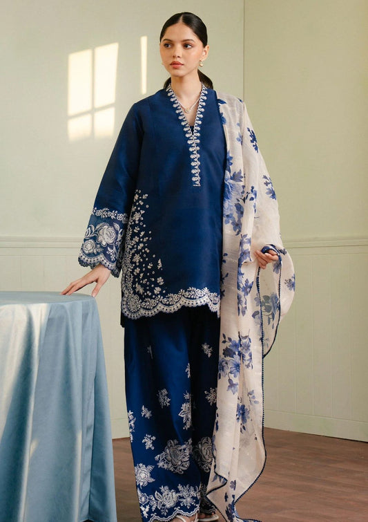 Coco by Zara Shahjahan 3 Piece Dhanak Marina with Printed wool Shawl