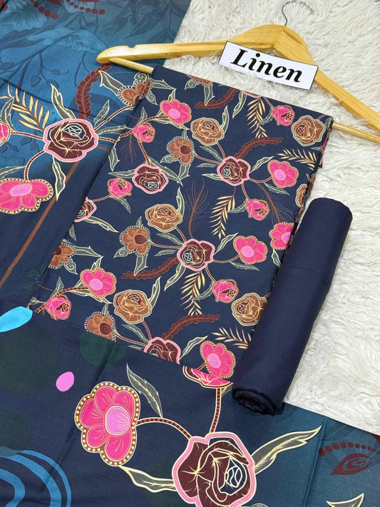 Linen Printed 3pc D-03
