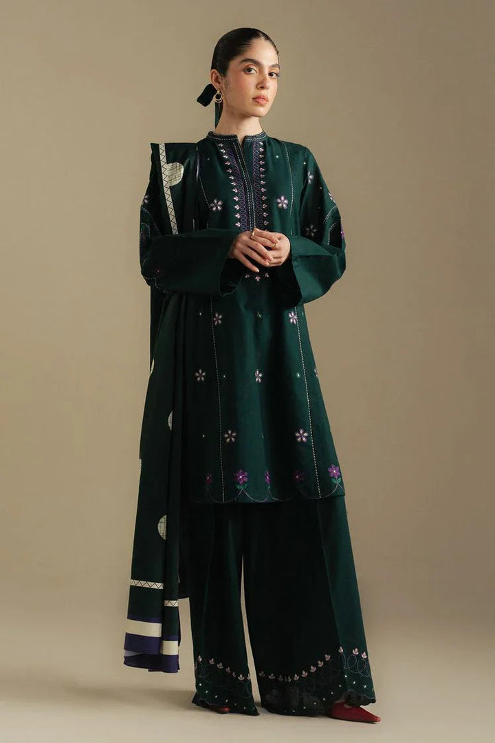 COCO Dhanak 3 Pc Embroidery with Printed Shawl