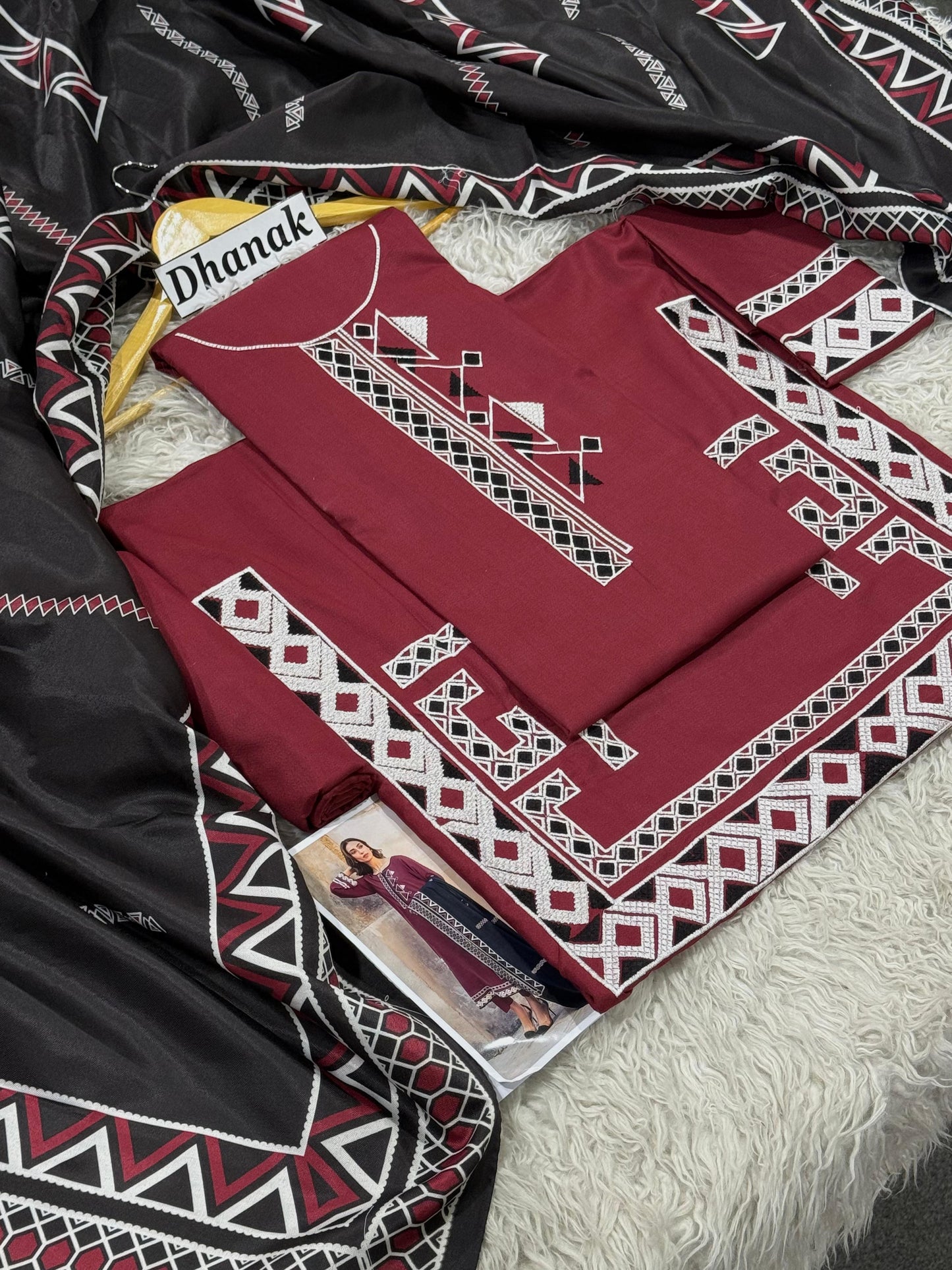 Charizma Dhanak 3 pc Embroidery with Printed Shawl