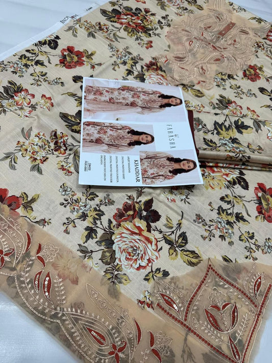 KHADDAR Digital Print 3pc WIDER With Patches