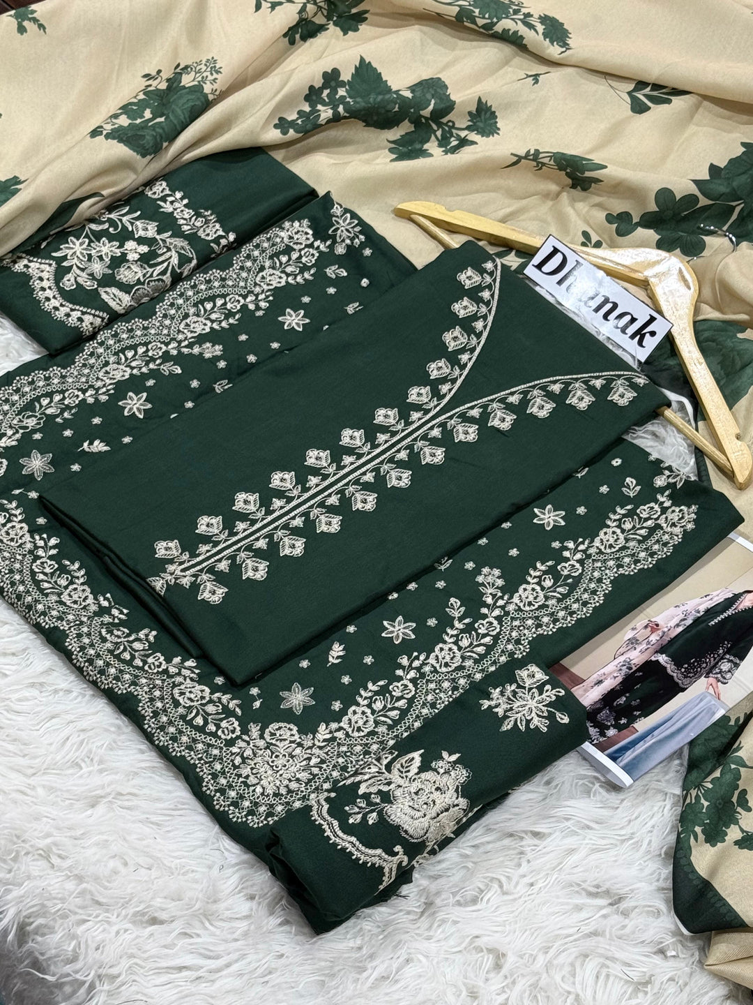 Coco Zara Shahjahan 3 Piece Dhanak Marina with Printed wool Shawl