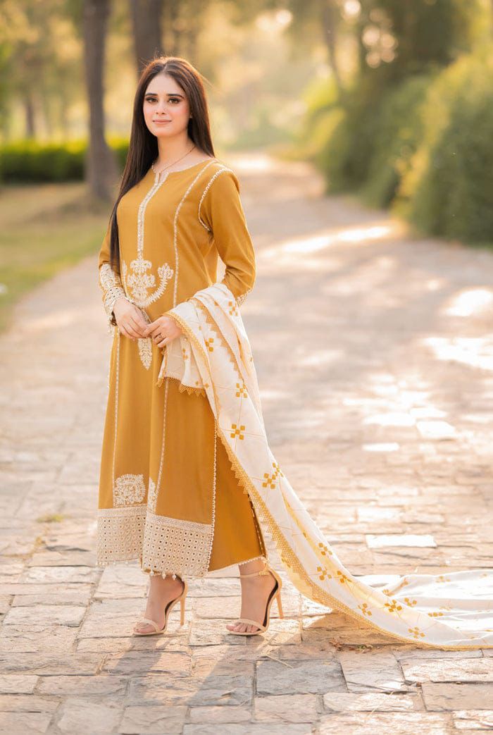 Asling 3 Piece Dhanak Marina with Printed wool Shawl