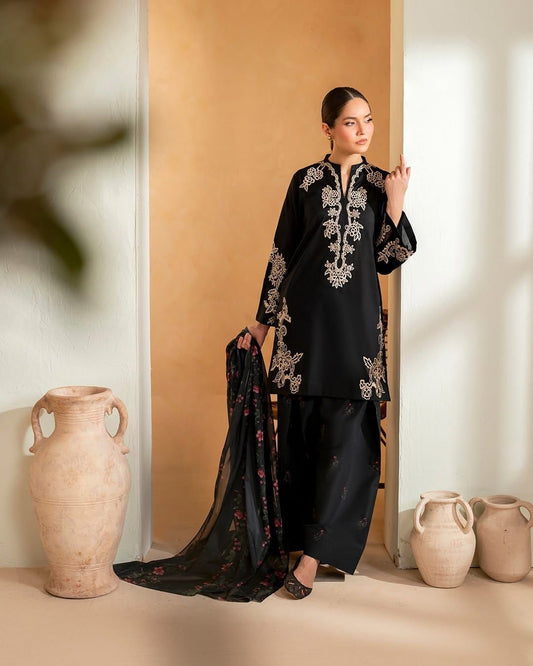 Iznik 3 Piece Dhanak Marina with Printed wool Shawl
