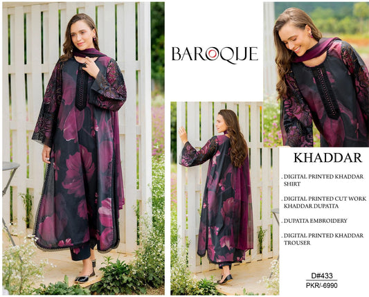 KHADDAR Digital Print 3pc WIDER With Patches