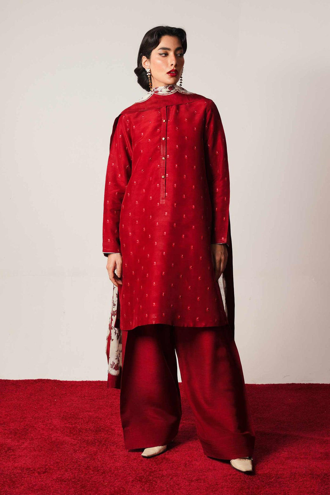 Urge 3 Piece Dhanak Marina with Printed wool Shawl