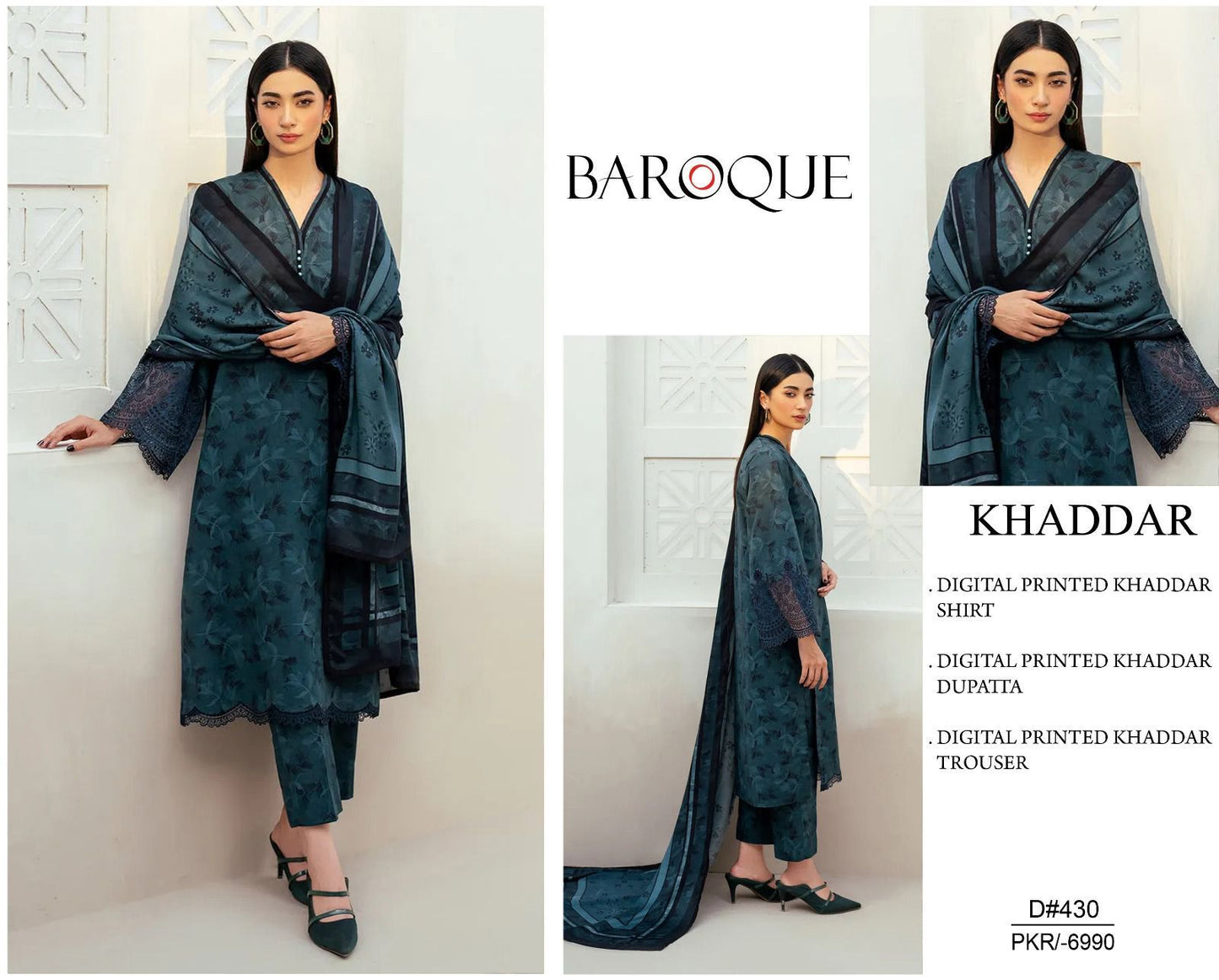 KHADDAR Digital Print 3pc WIDER With Patches