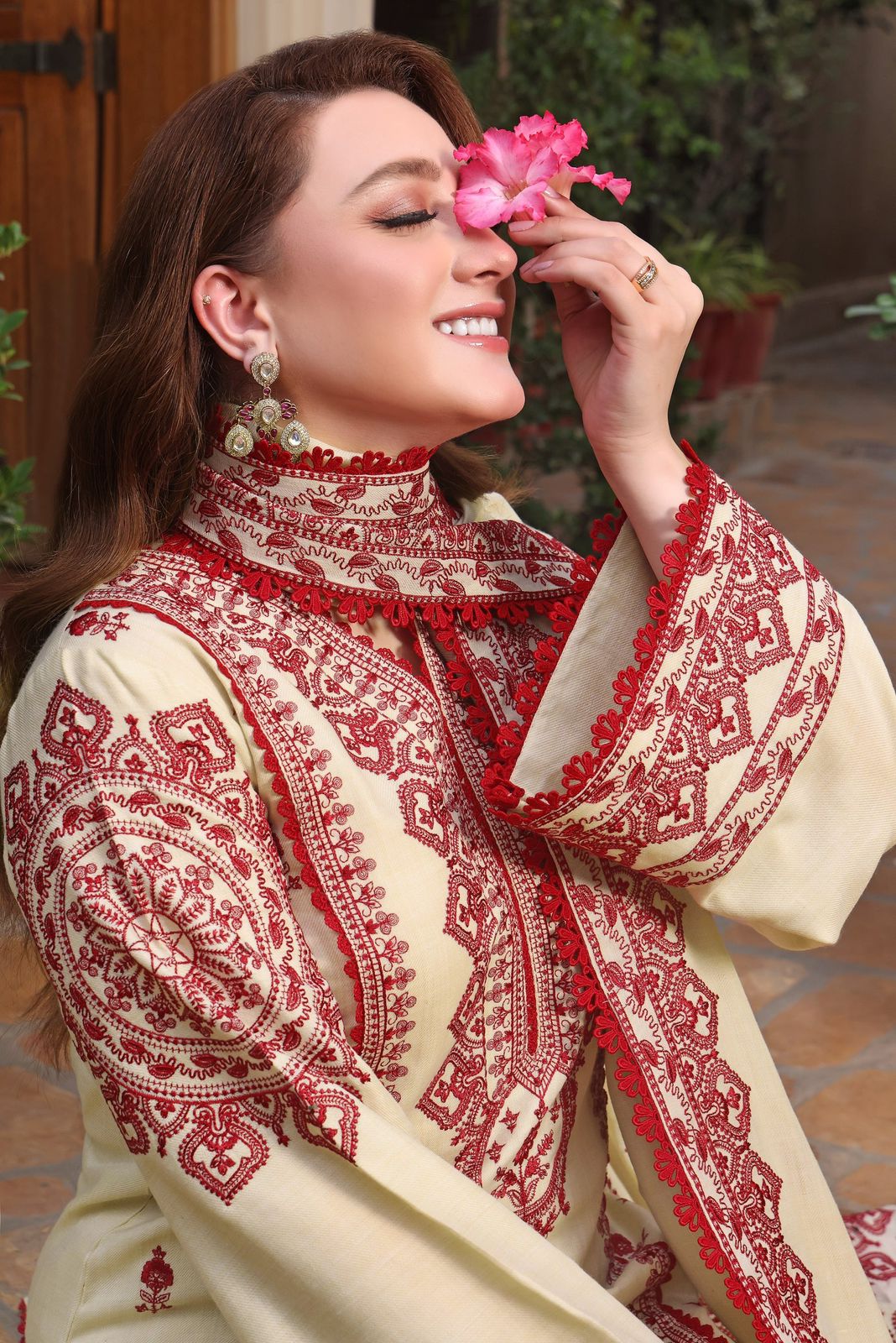 3 Piece Dhanak Marina with Printed wool Shawl
