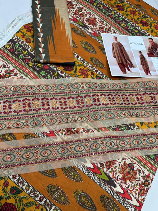 KHADDAR Digital Print 3pc WIDER With Patches