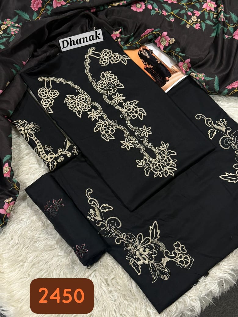 Iznik 3 Piece Dhanak Marina with Printed wool Shawl