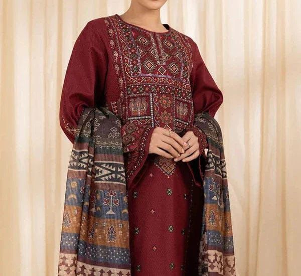 Sapphire 3 Piece Dhanak Marina with Printed wool Shawl