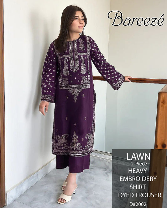 Breeze-Lawn 2 PC Embroidery-Plum