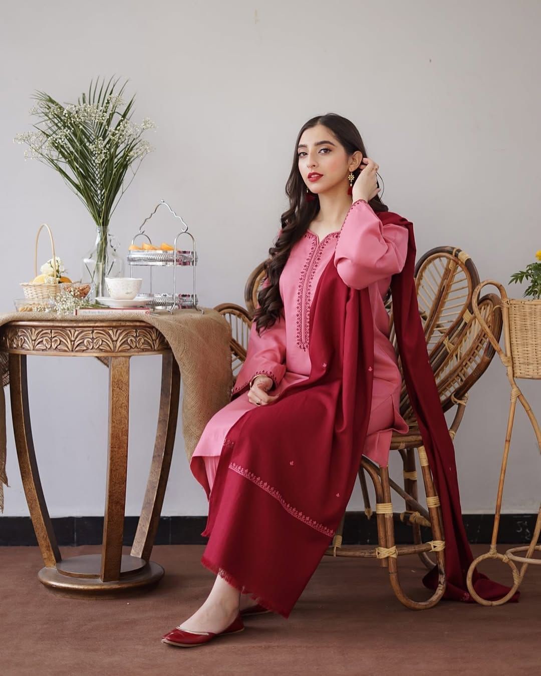 Asling 3 Piece Dhanak Marina with Embroidery Shawl