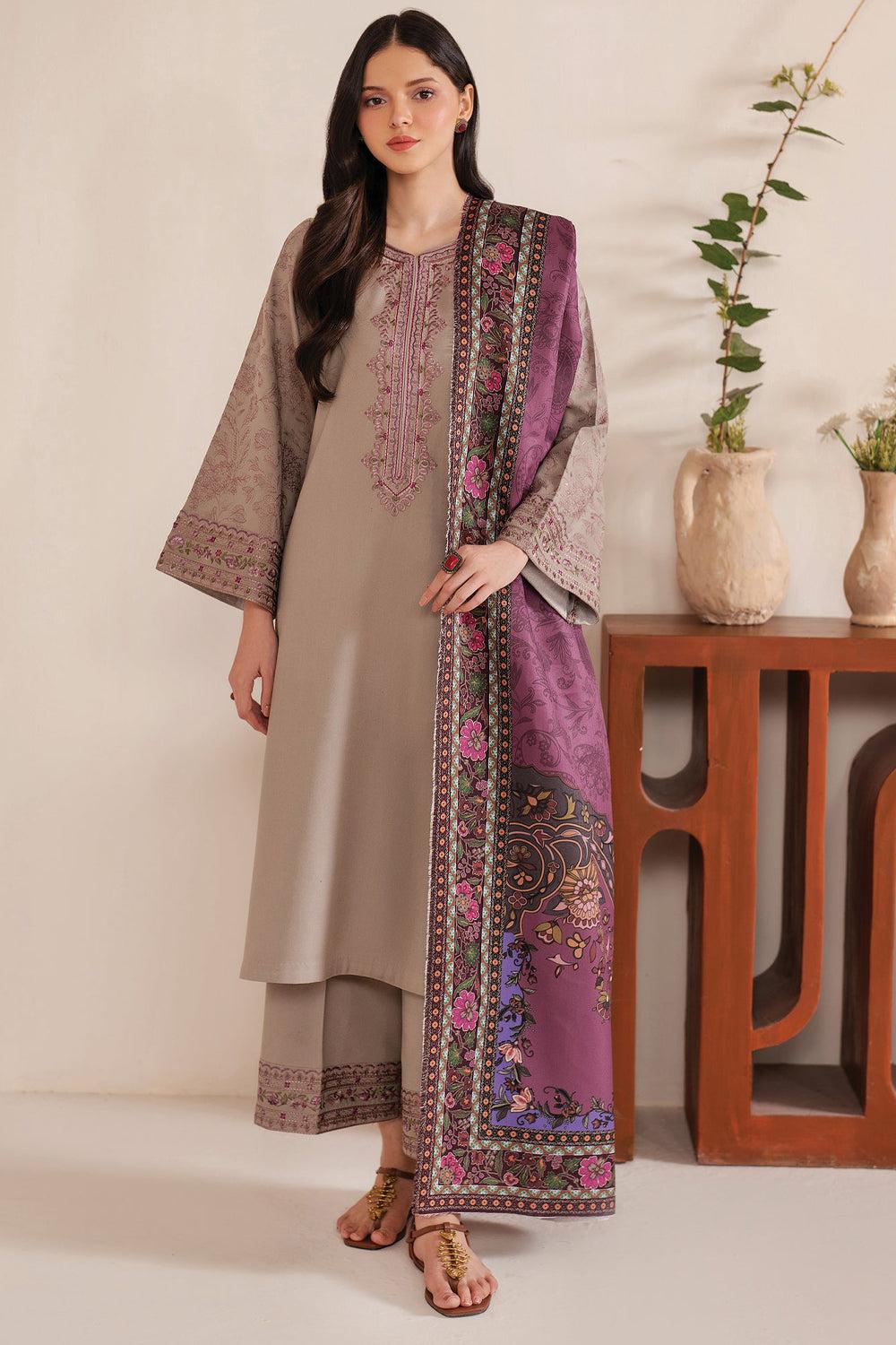 Garnet 3 Piece Dhanak Marina with Printed wool Shawl