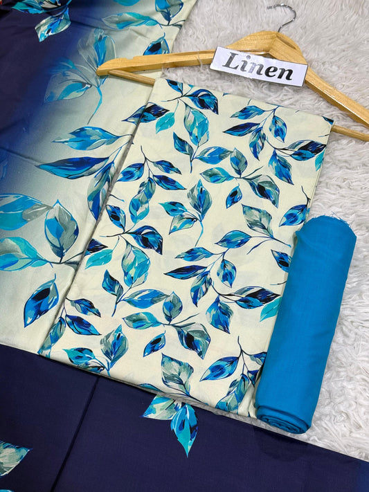 Linen Printed 3pc D-25