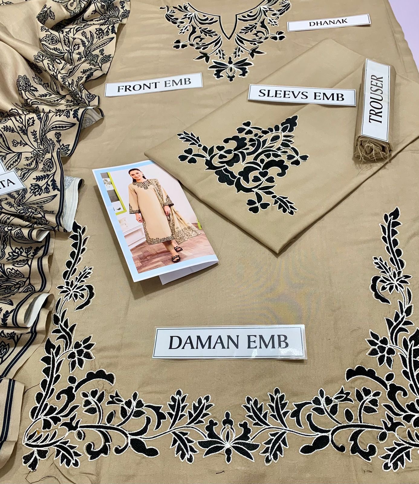 Garnet 3 Pc Embroidery with wool shawl