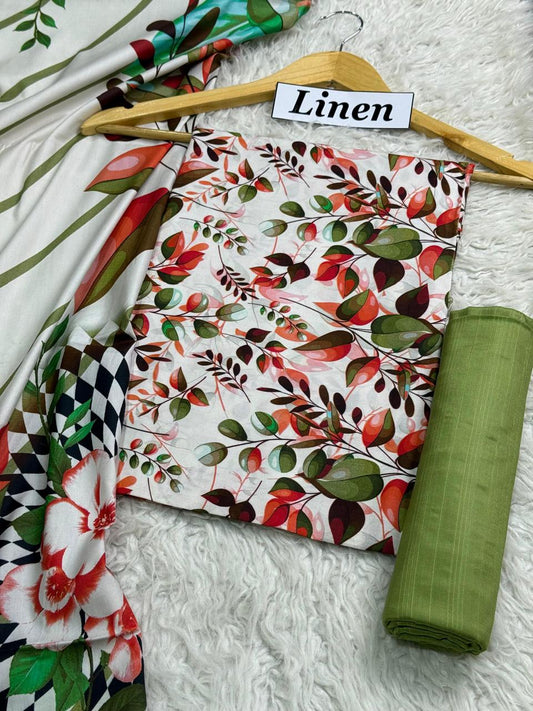 Linen Printed 3pc D-10