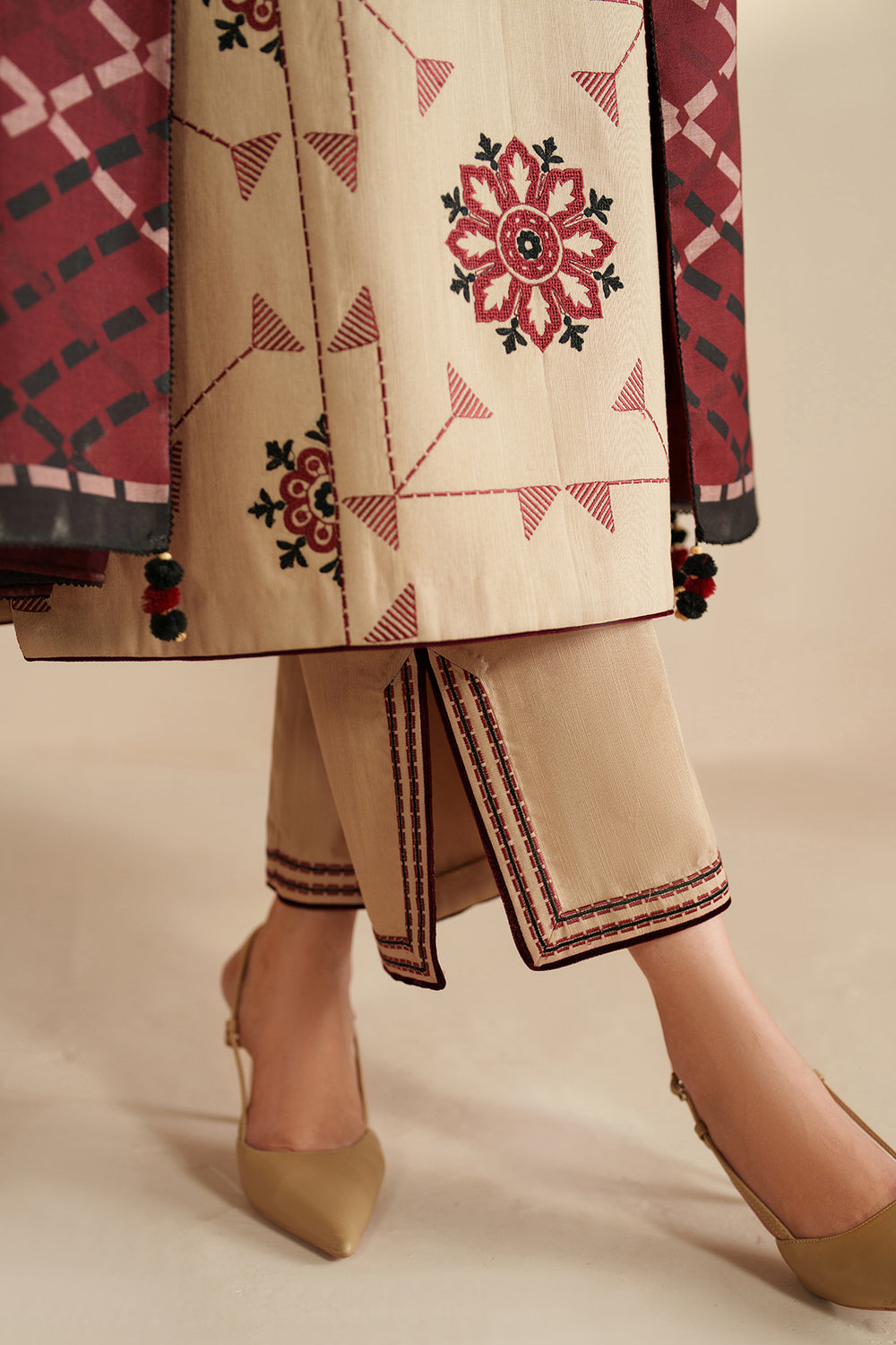 Jazmin-3PC DHANAK EMBROIDERED SHIRT WITH TWILL PRINTED SHAWL AND TROUSER