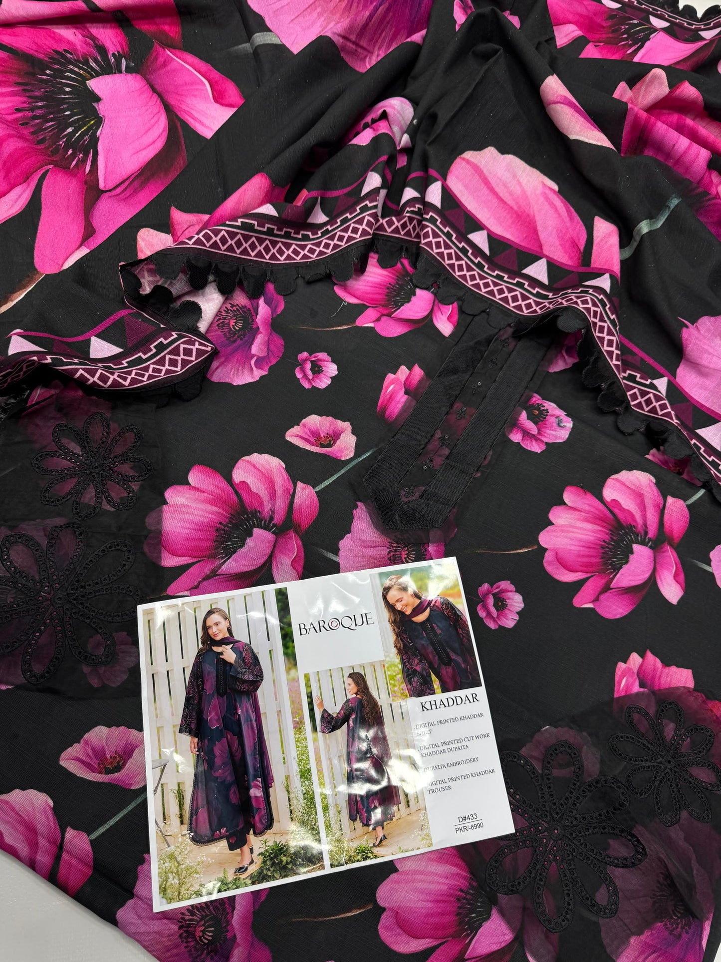KHADDAR Digital Print 3pc WIDER With Patches