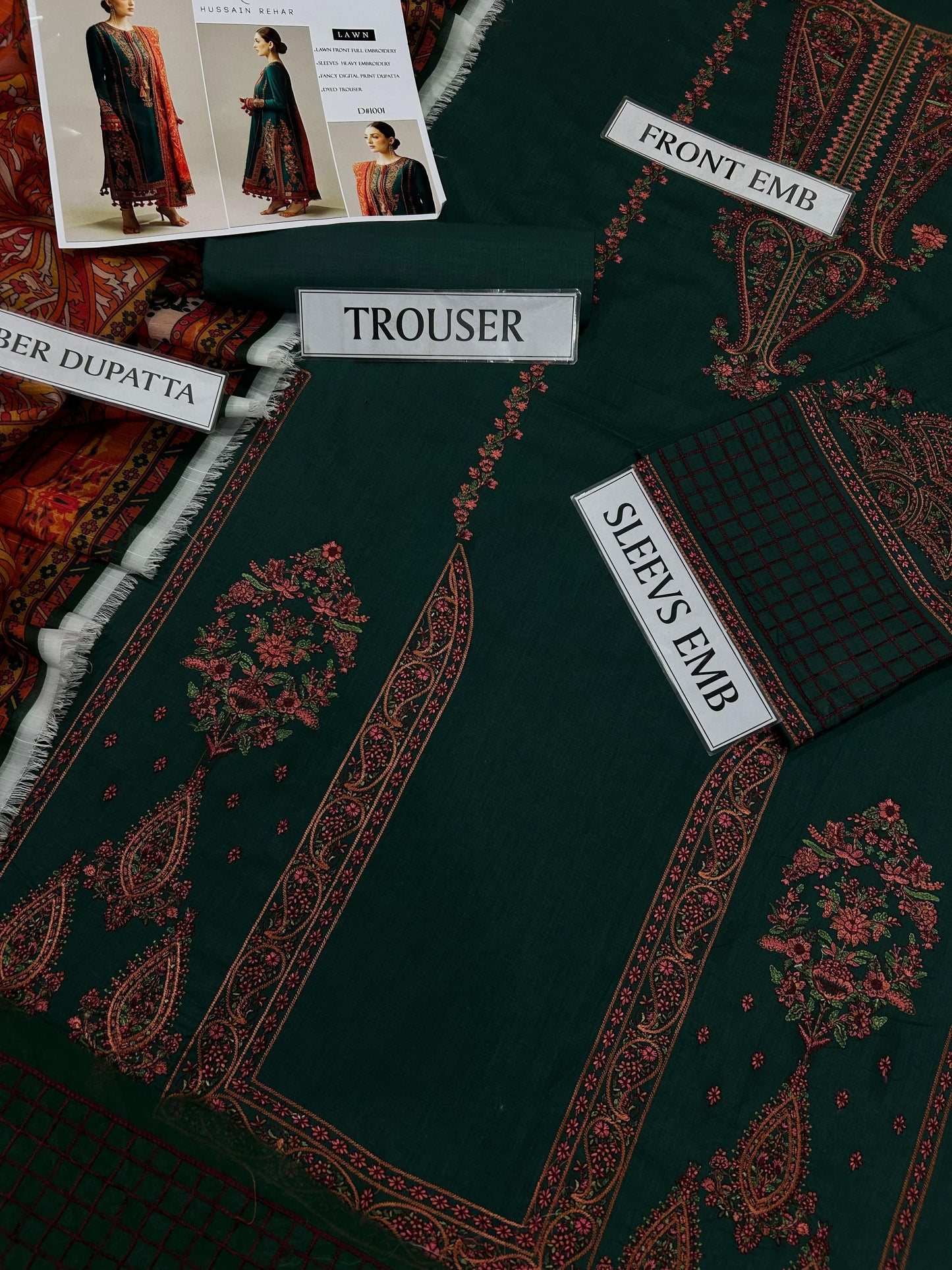 Hussain Rehar Heavy Embroidery with Fancy Digital print Duppata