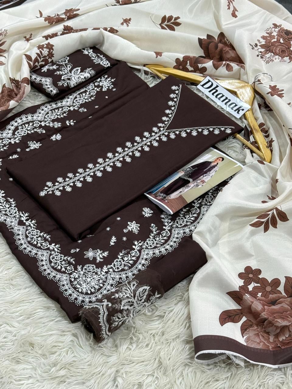 Coco by Zara Shah Jahan 3 Piece Dhanak Marina with Printed wool Shawl