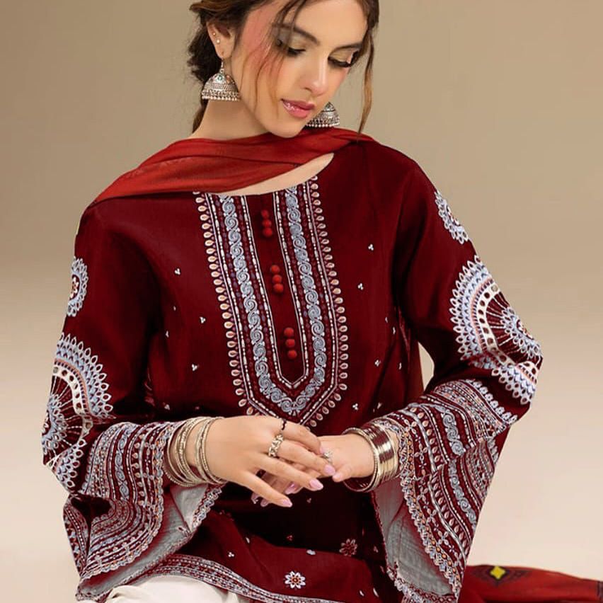 Jazzmin 3 Piece Dhanak Marina with Printed wool Shawl