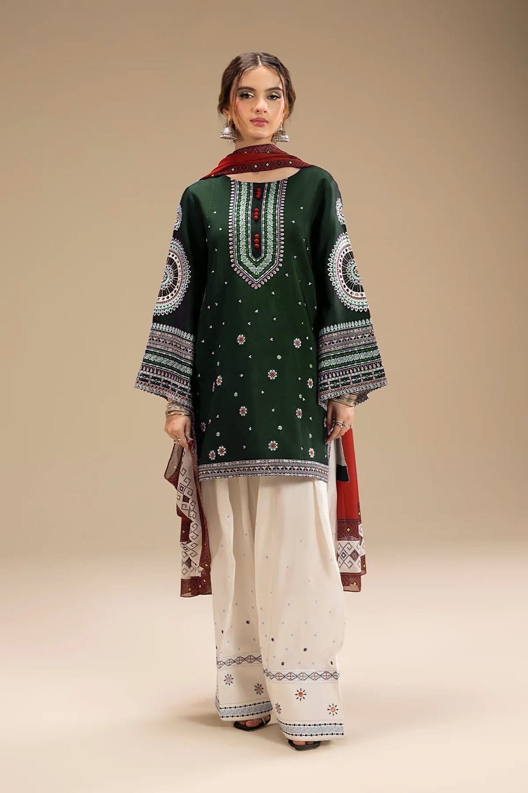 Jazzmin 3 Piece Dhanak Marina with Printed wool Shawl