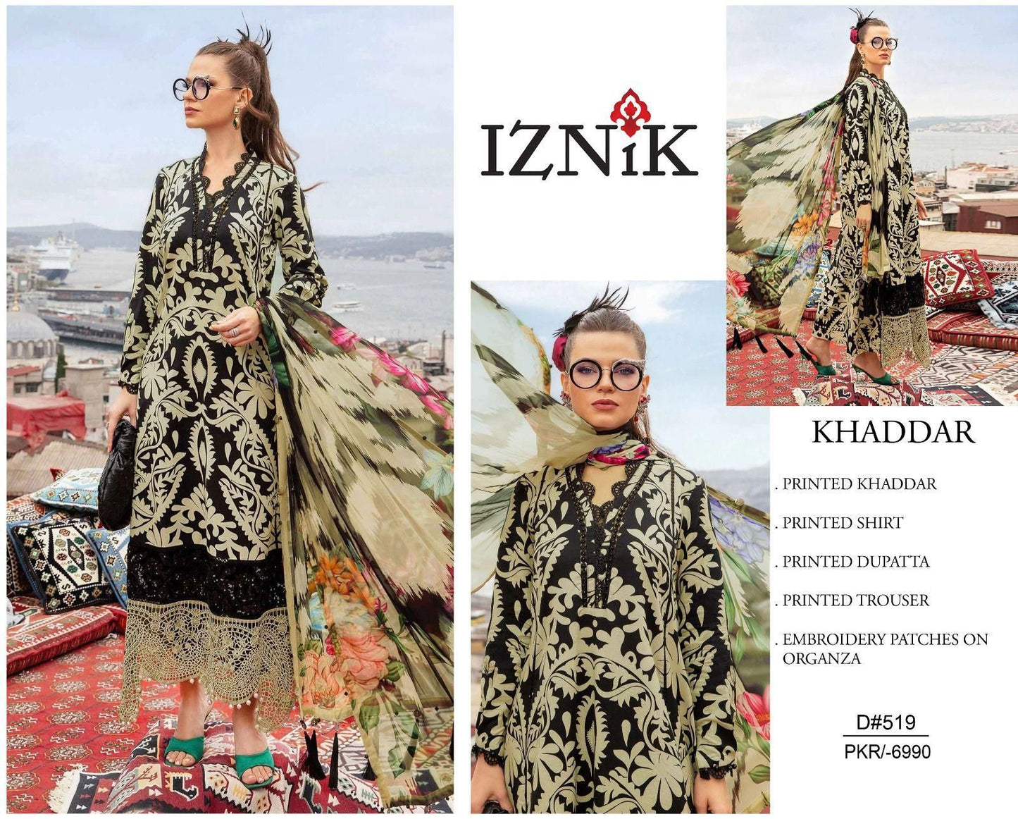 KHADDAR Digital Print 3pc With Patches