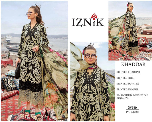 KHADDAR Digital Print 3pc With Patches