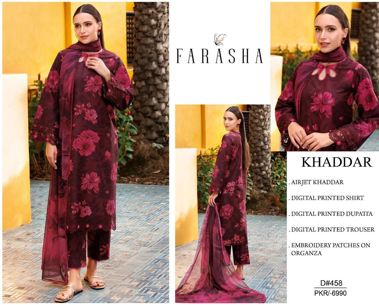 KHADDAR Digital Print 3pc WIDER With Patches