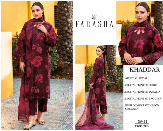 KHADDAR Digital Print 3pc WIDER With Patches