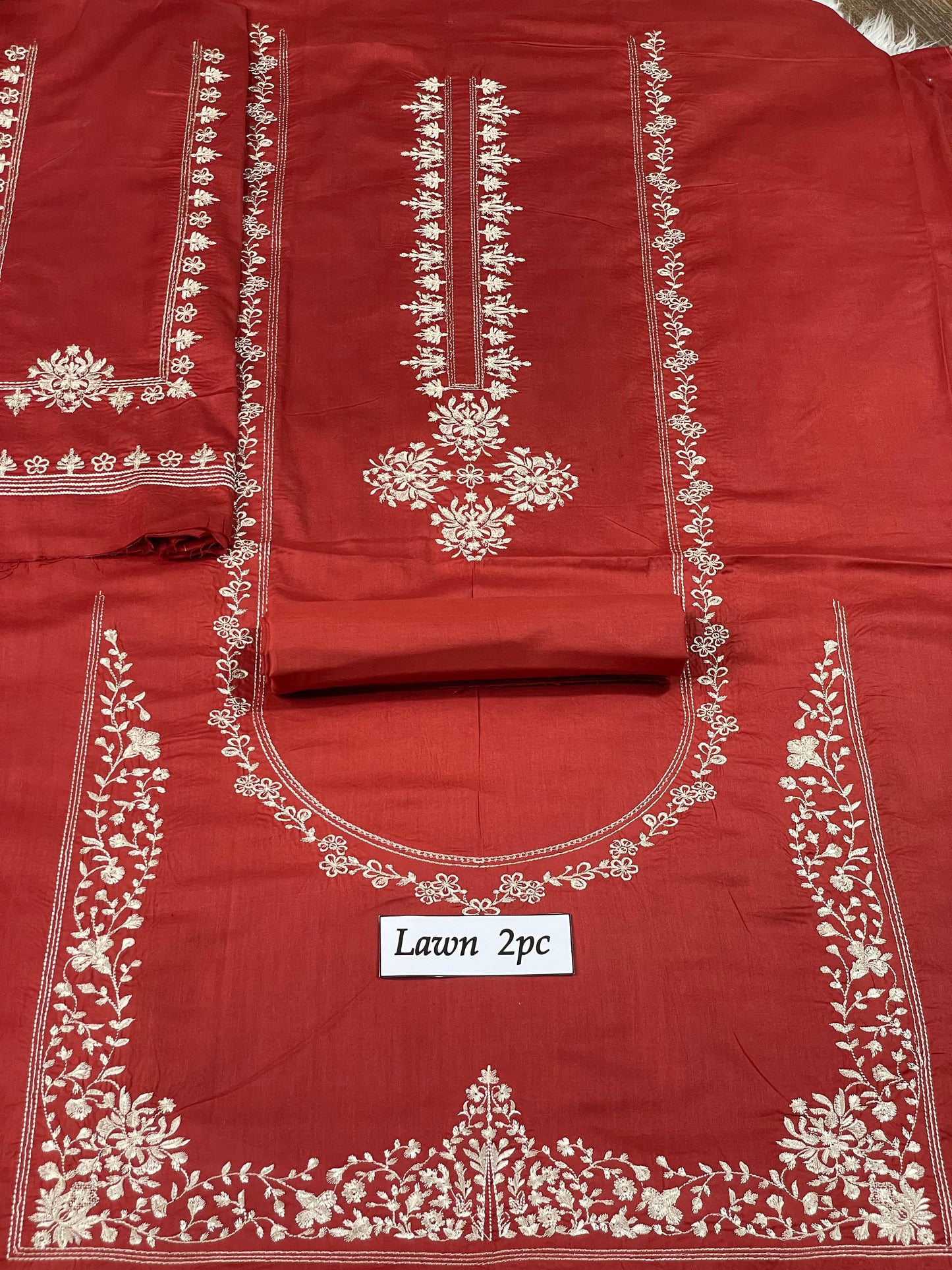 Lawn 2 Pc Embroidery-Rust