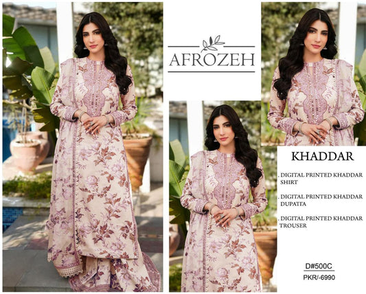 KHADDAR Digital Print 3pc WIDER With Patches