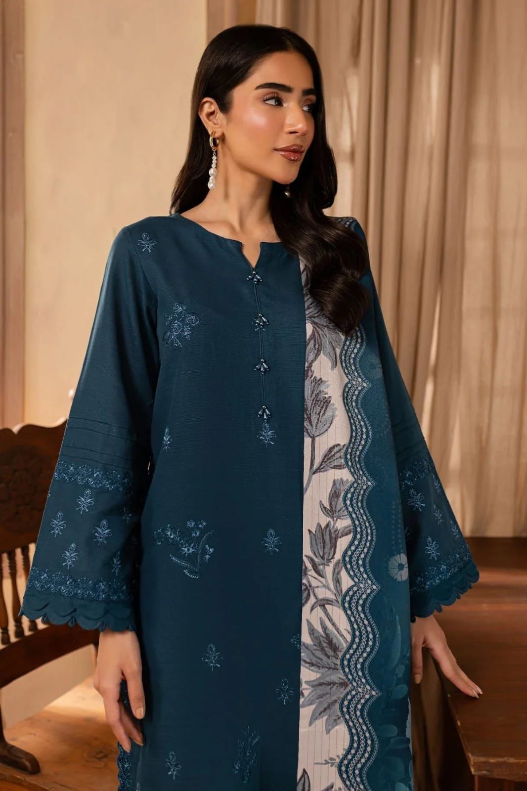 Nureh Lawn 3 PC Embroidery with Swiss bana Dora voil Printed Duppata