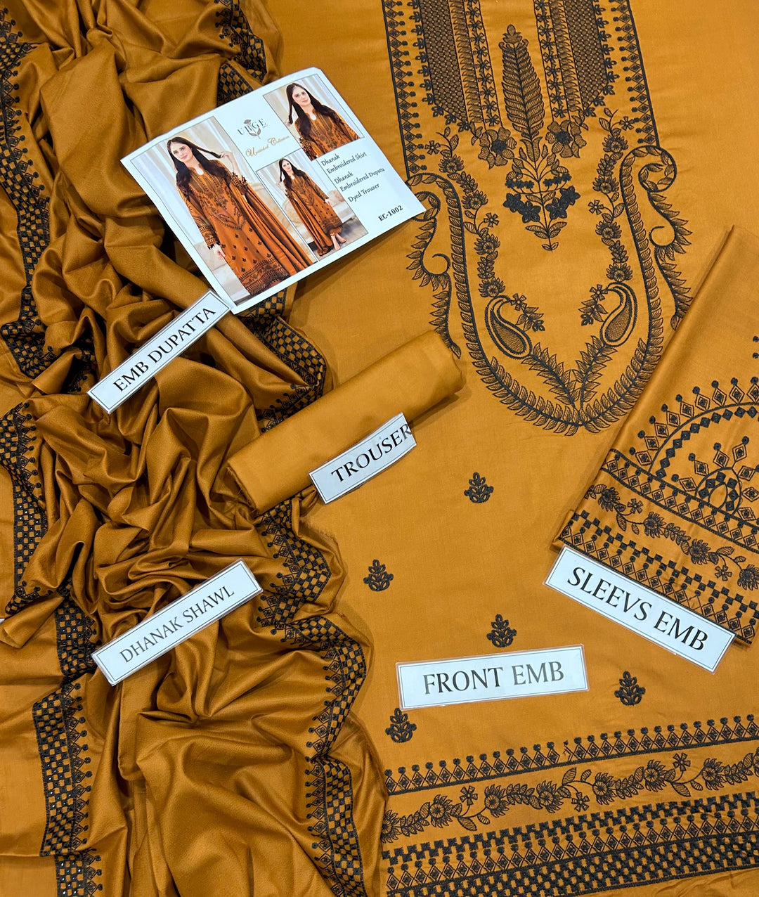 3 Piece Mustard Dhanak Marina Suit Stylish Winter Wear for Women