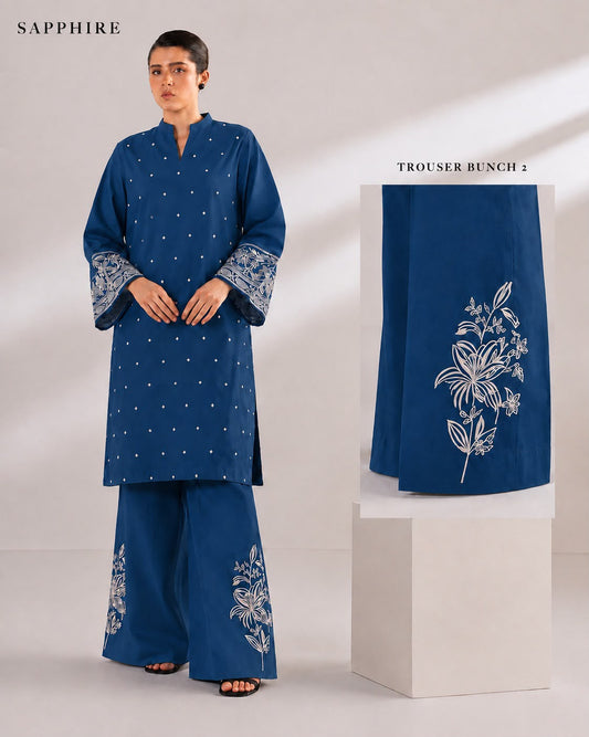 Dhanak 2 Piece - Embroidered Suit Sapphire