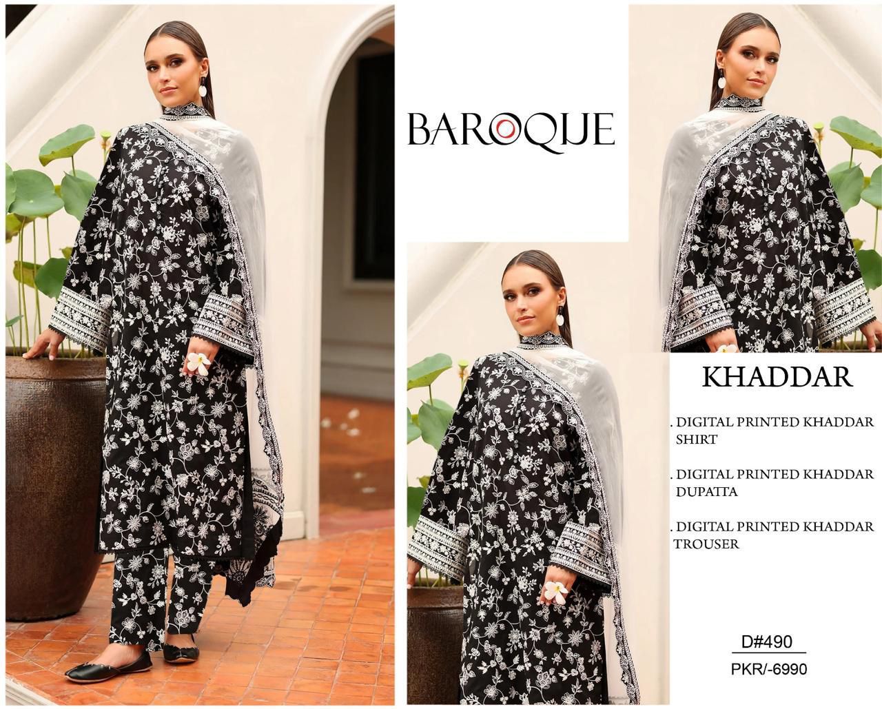 KHADDAR Digital Print 3pc WIDER With Patches