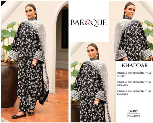 KHADDAR Digital Print 3pc WIDER With Patches