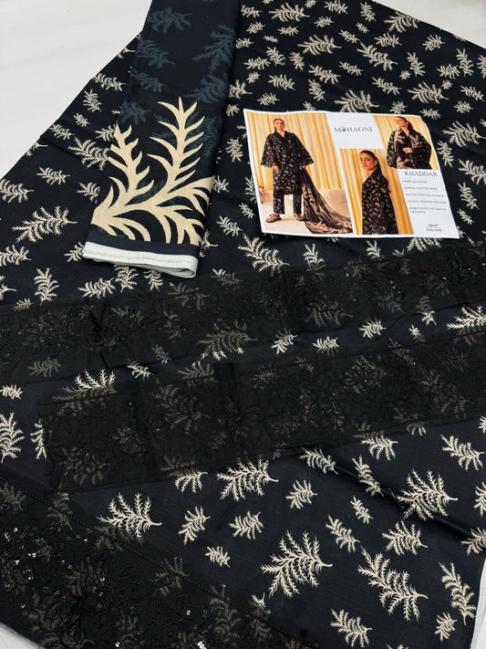 KHADDAR Digital Print 3pc WIDER With Patches