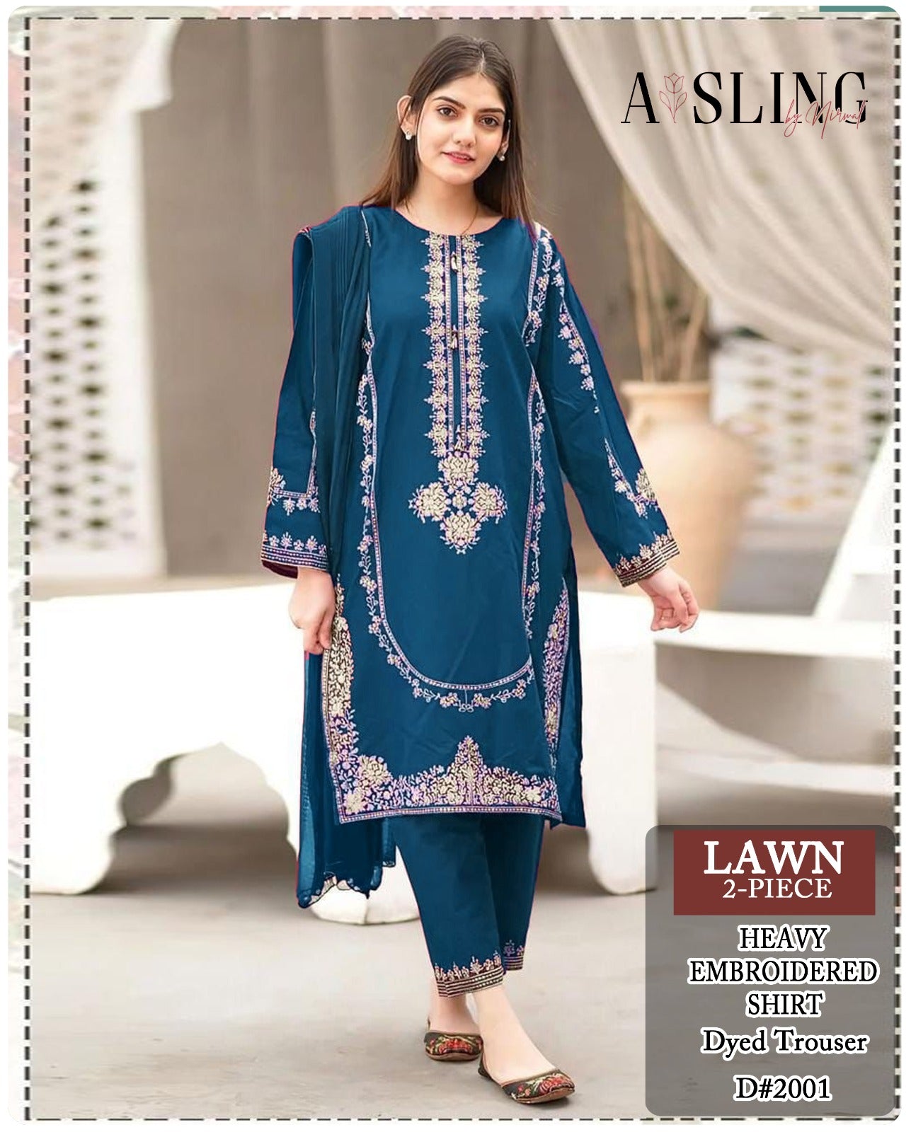 Lawn 2 PC Embroidery-Zink