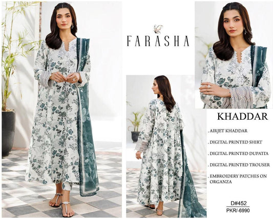 KHADDAR Digital Print 3pc WIDER With Patches