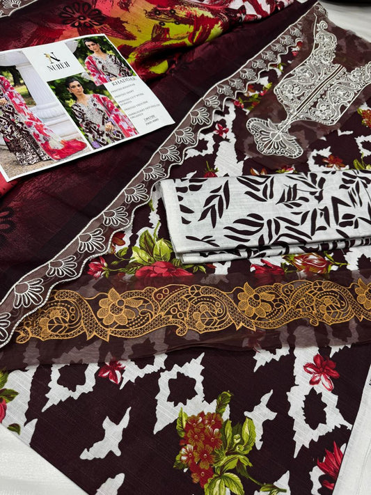 KHADDAR Digital Print 3pc WIDER With Patches